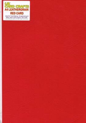 A4 Red Embossed Leather-look 250gsm Card x 5 Sheets - UKCC0234