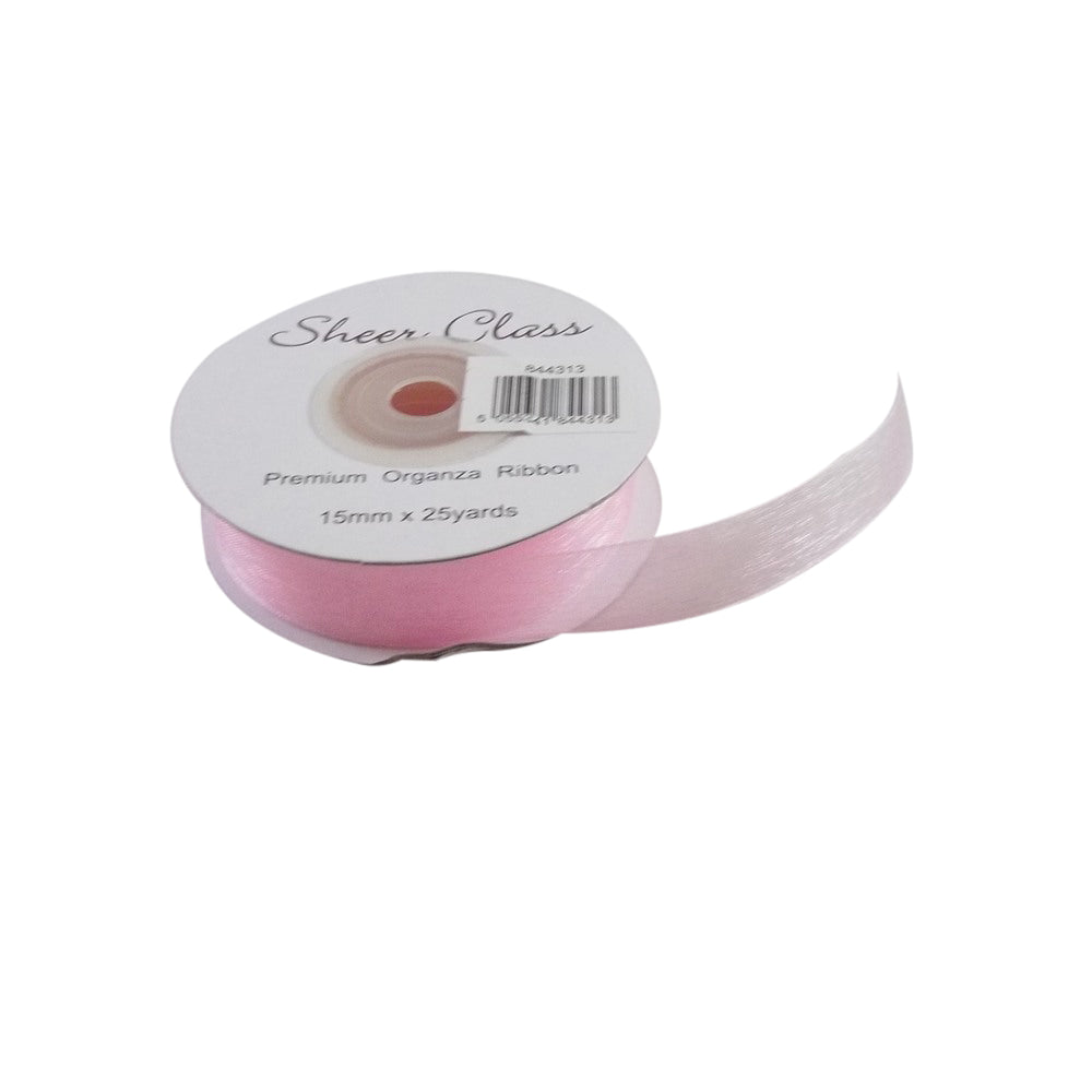 Light Pink Organza Ribbon. 15mm X 22meters. Chiffon Ribbon