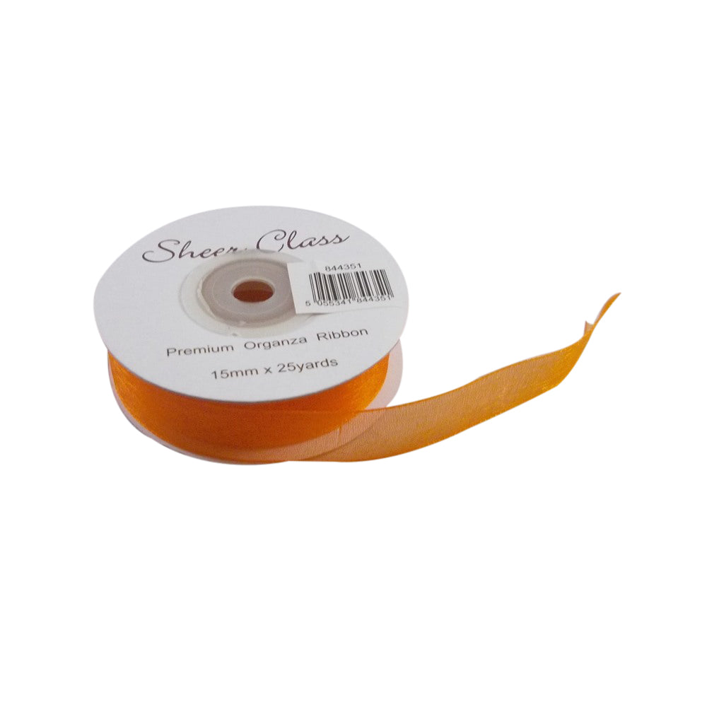 Orange Organza Ribbon. 15mm X 22meters. Chiffon Ribbon